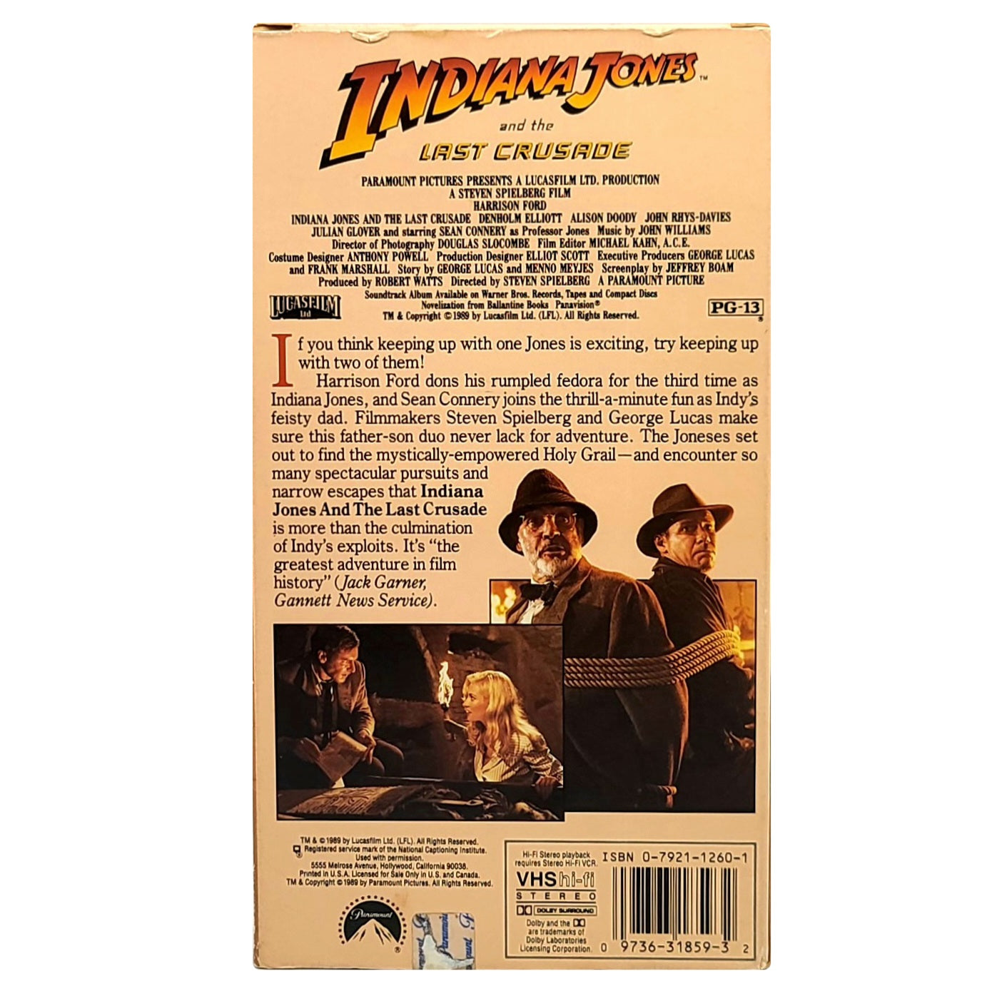 'Indiana Jones And The Last Crusade' VHS
